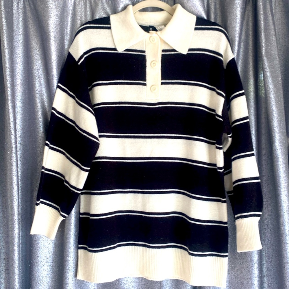 Divided Black and White striped sweater